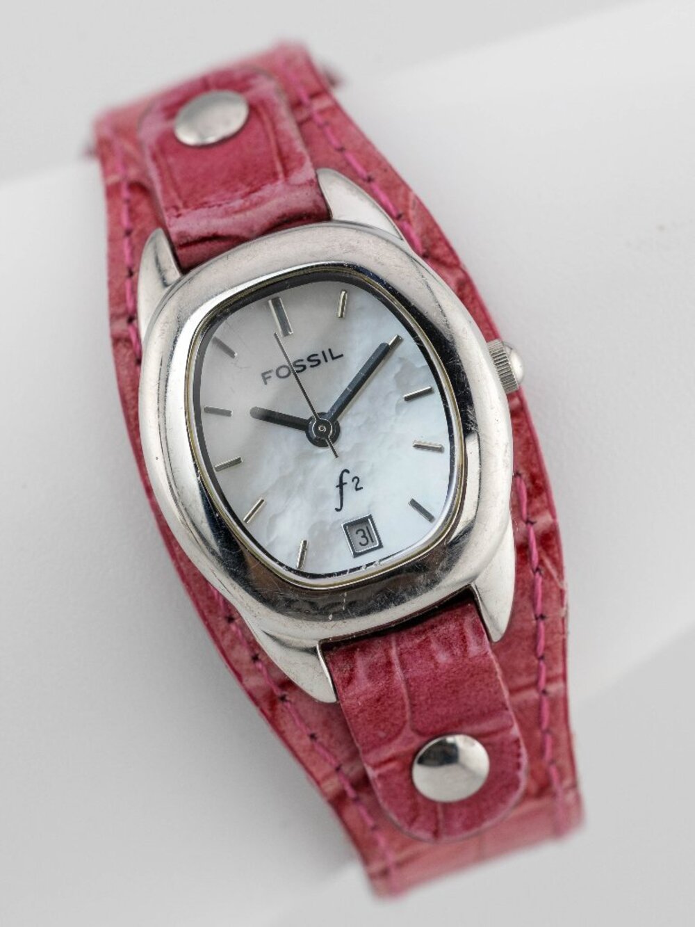 Fossil F2 ES9631 Women's Pink MOP Cuff Quartz Analog Watch Fresh Battery